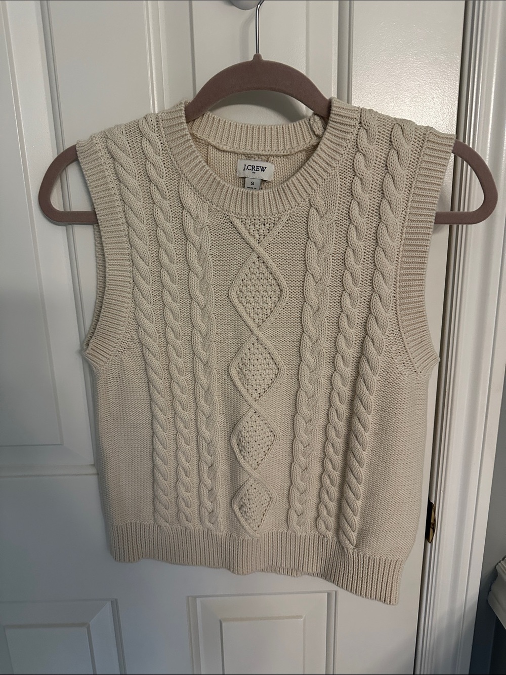 J. Crew Cream Cable Knit Sleeveless Sweater Vest NWOT